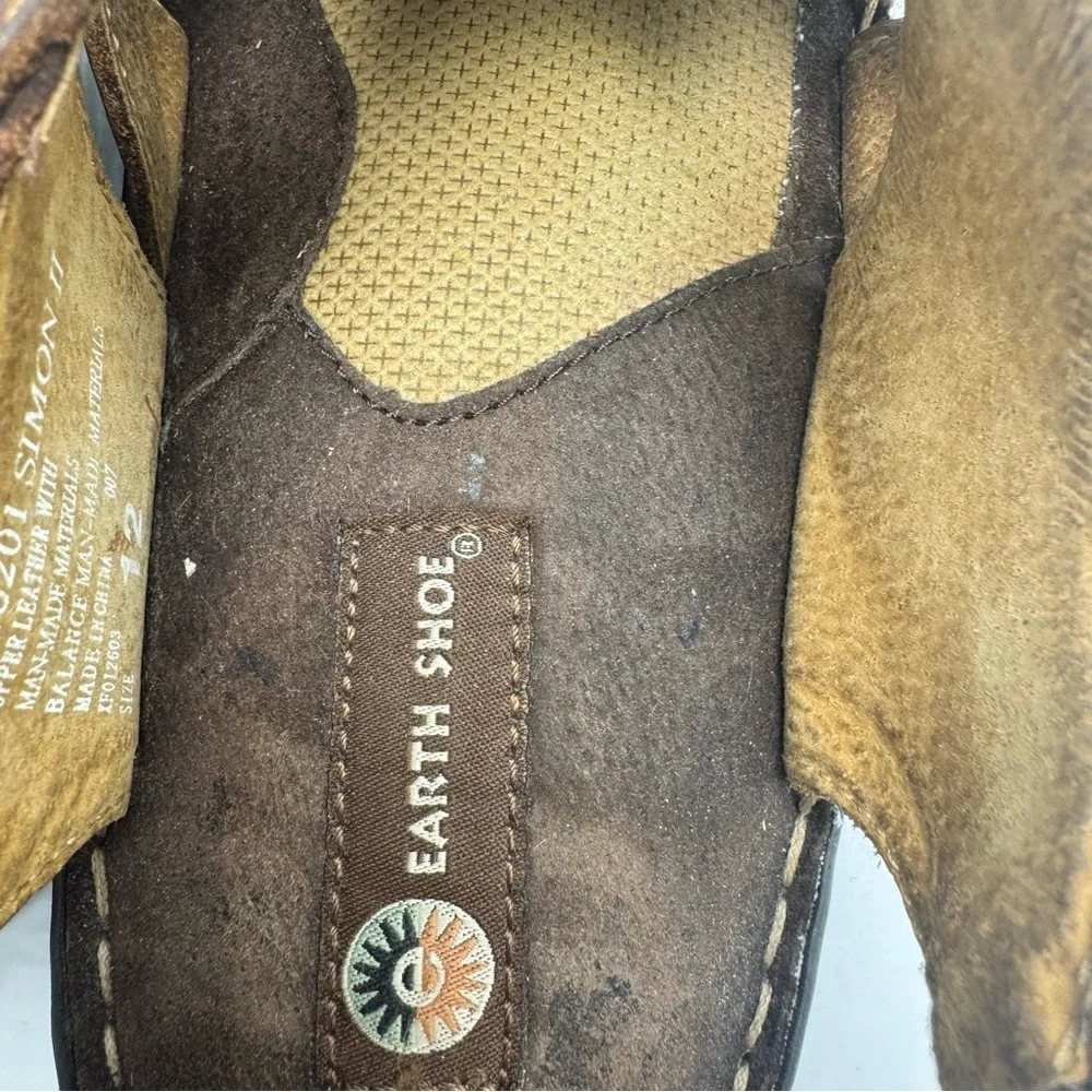 EARTH SHOE Simon II Fisherman Sandals Men's Size 12 Brown Leather Slides Y2K 90s